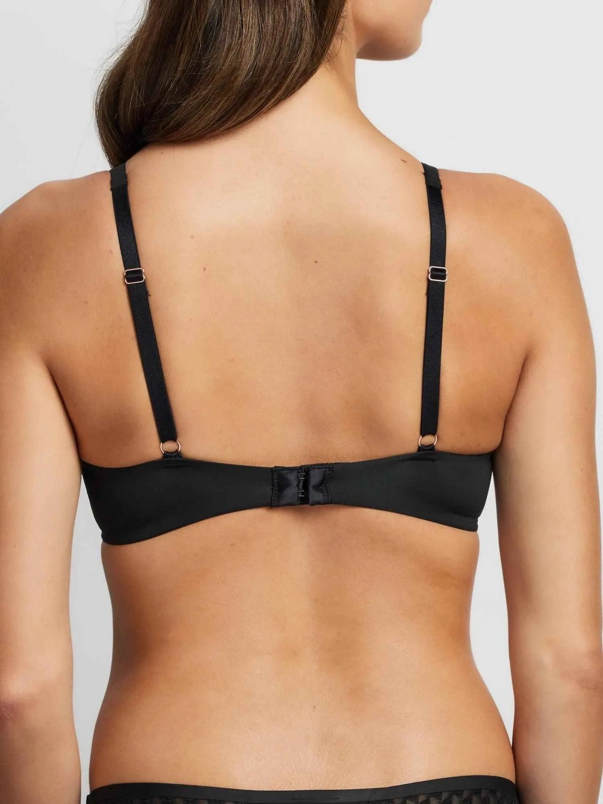 Graphic Mesh Underwire Plunge Bra in Black by Fine Lines Lingerie