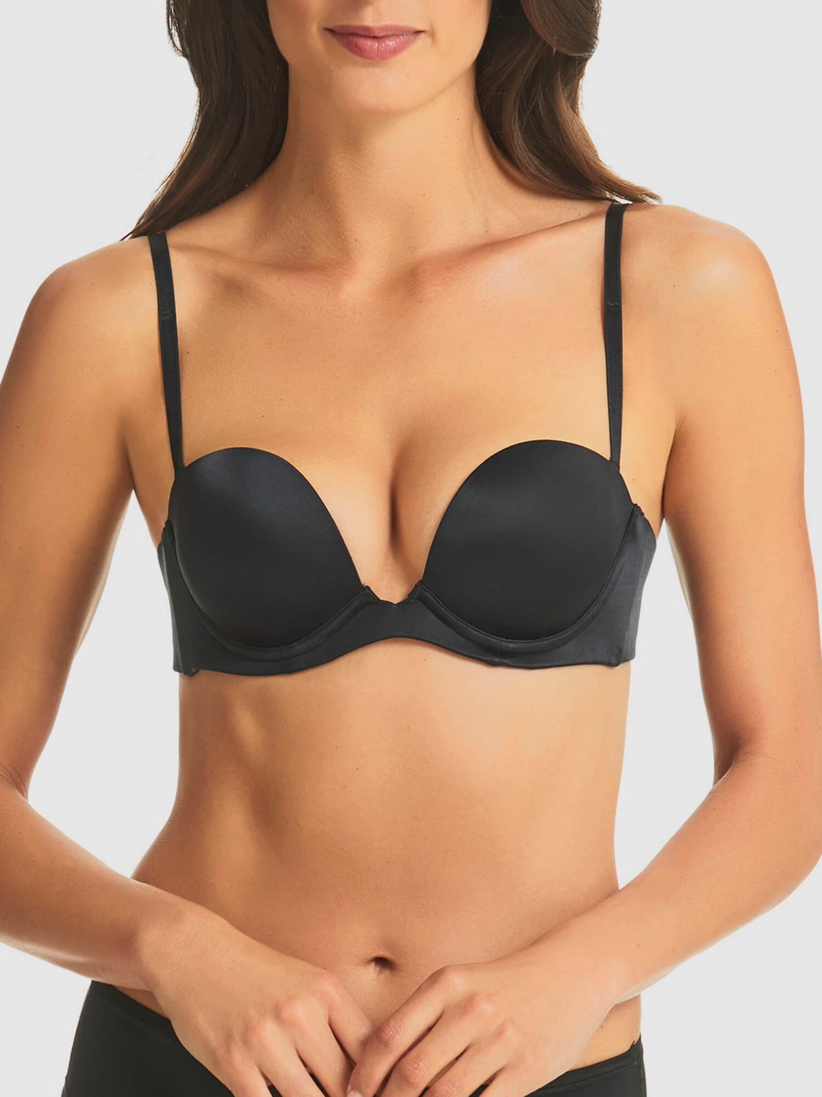 Refined 6-Way Black Plunge Strapless Bra by Fine Lines Lingerie