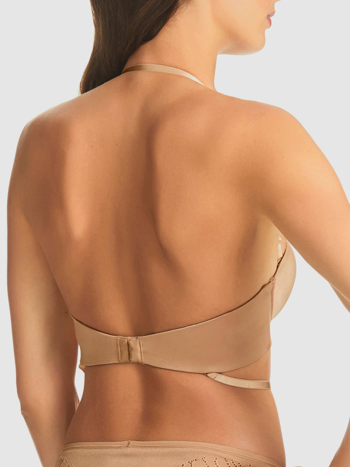 Refined 6-Way Low Cut Strapless Bra in Nude by Fine Lines Lingerie - Halter Neck Strap, Extreme Low Back