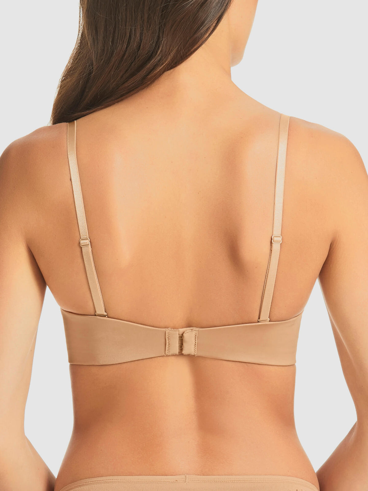 Refined 6-Way Low Cut Strapless Bra in Nude by Fine Lines Lingerie - Back Regular Straps
