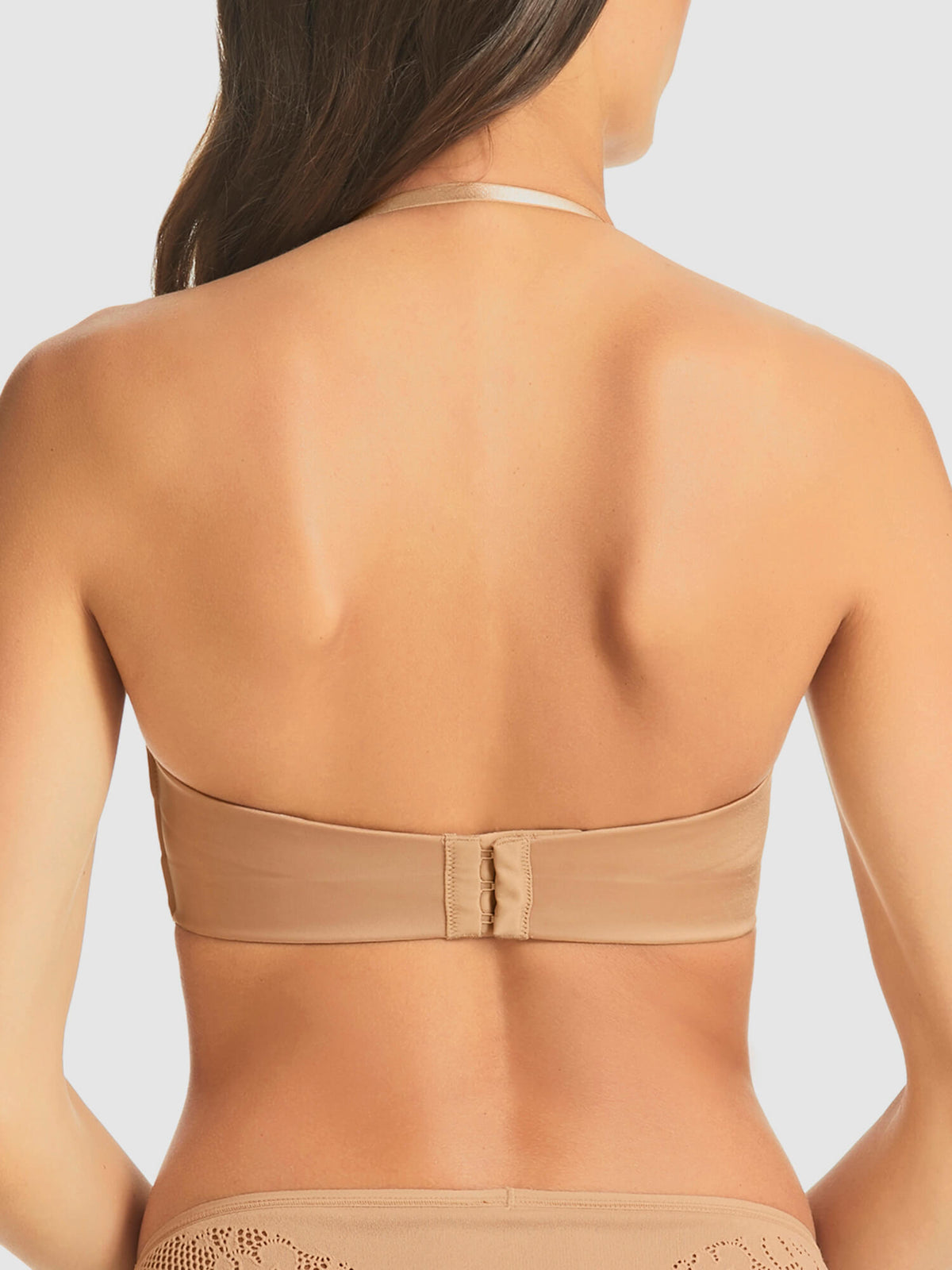 Refined Wireless Strapless Bra in Nude by Fine Lines Lingerie - Back Halter Neck Strap