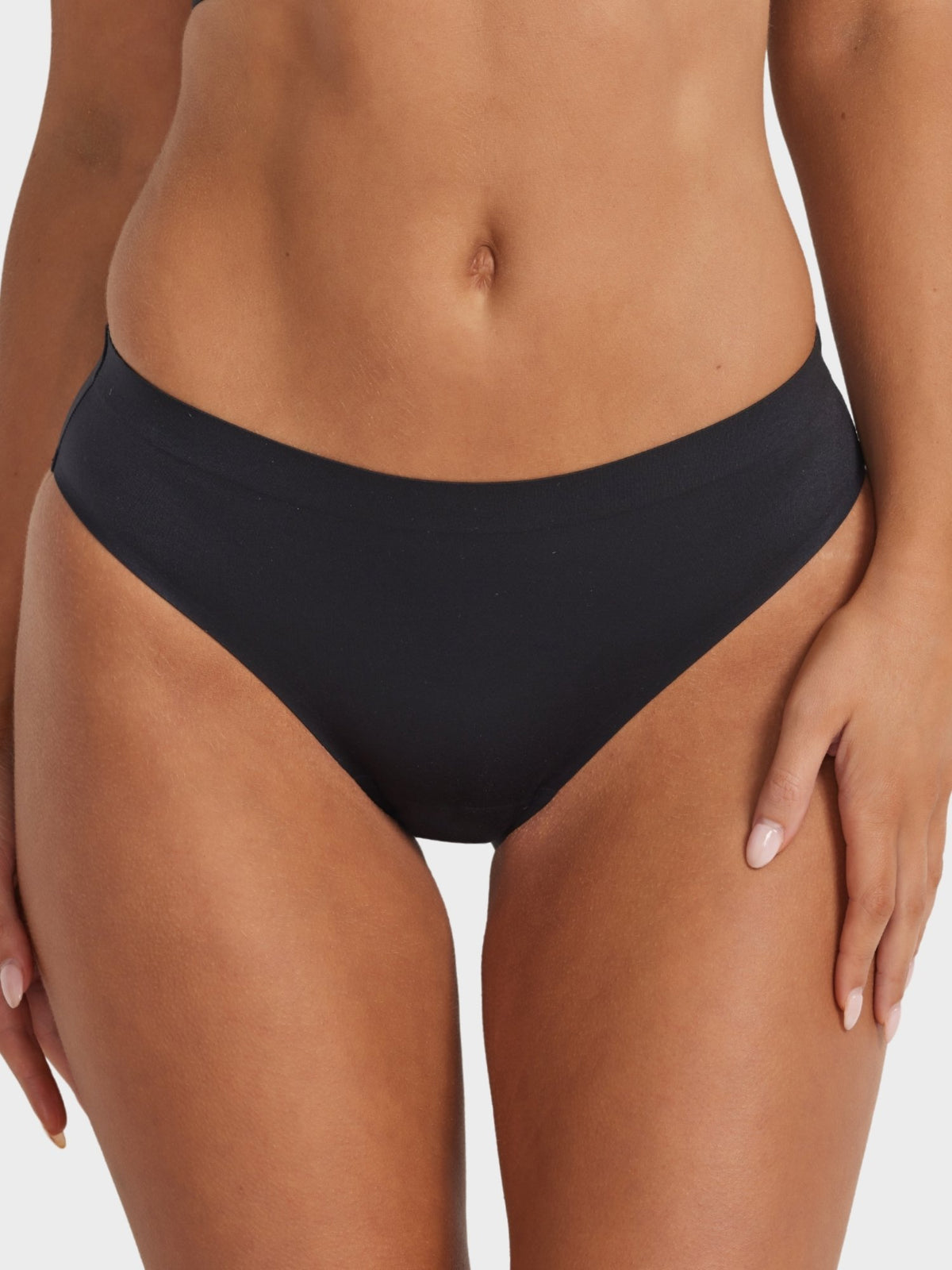 Fine Lines Lingerie Ultrasoft Bikini in Black with mid-rise fit and smooth finish