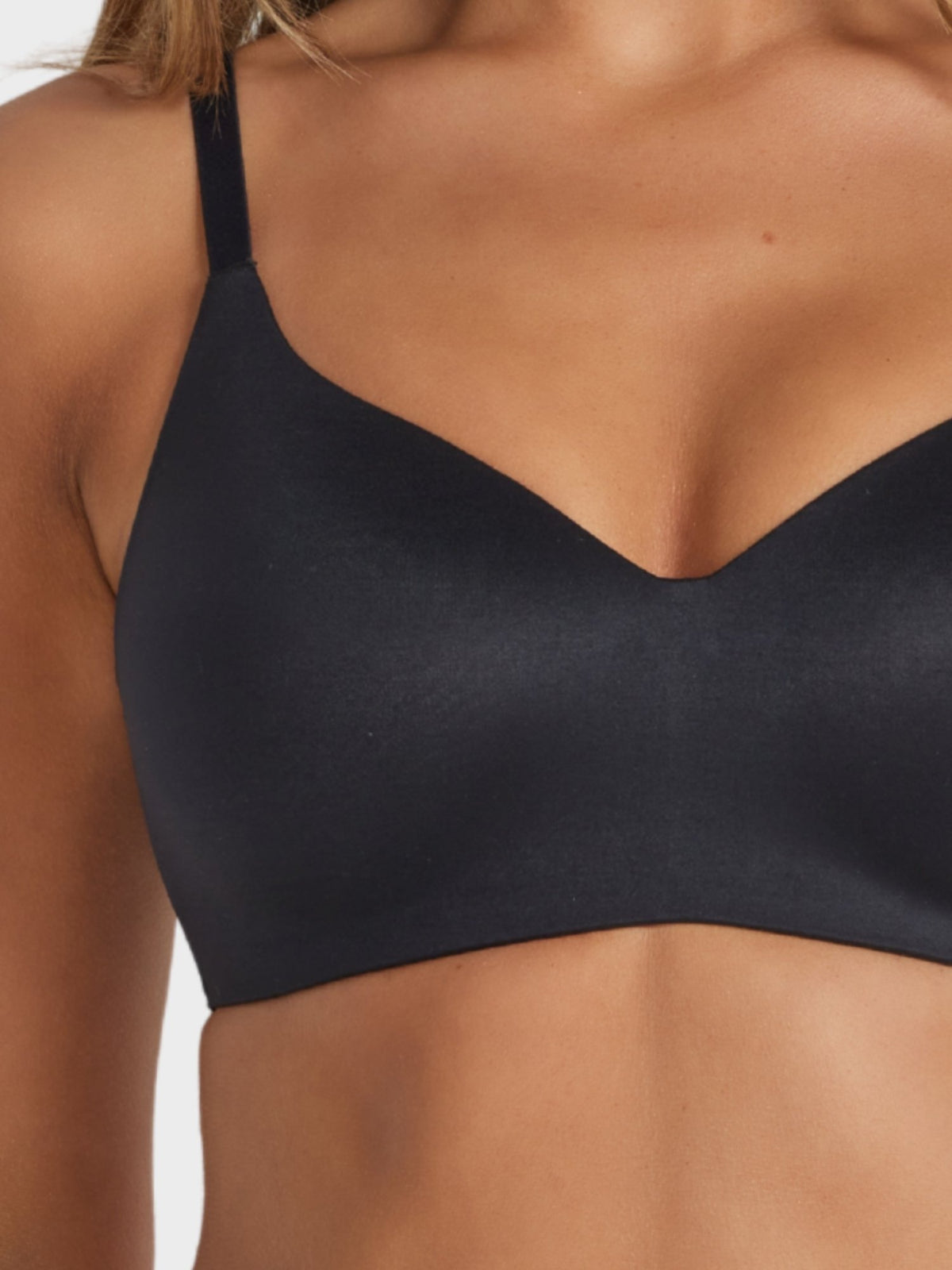 Close-up of soft brushed fabric on Fine Lines Ultrasoft Full Coverage Wirefree Bra in Black