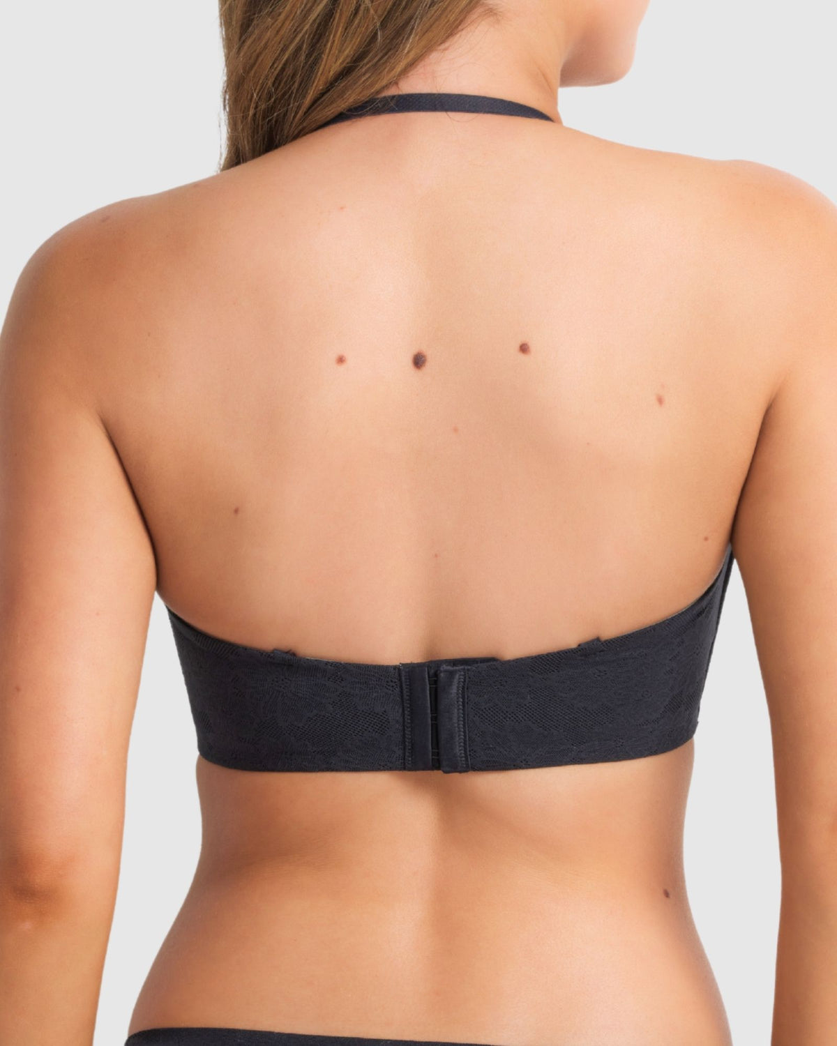 Back shot of the halter neck strap conversion