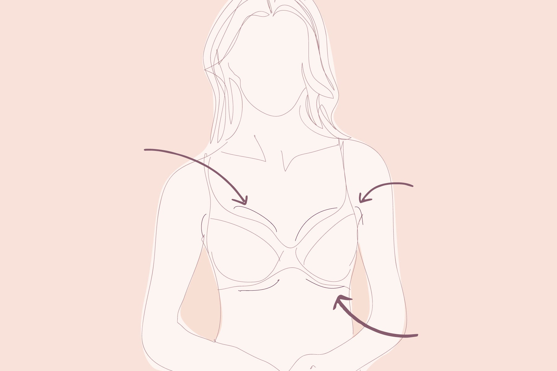 Sketch showing where bras often don't fit well
