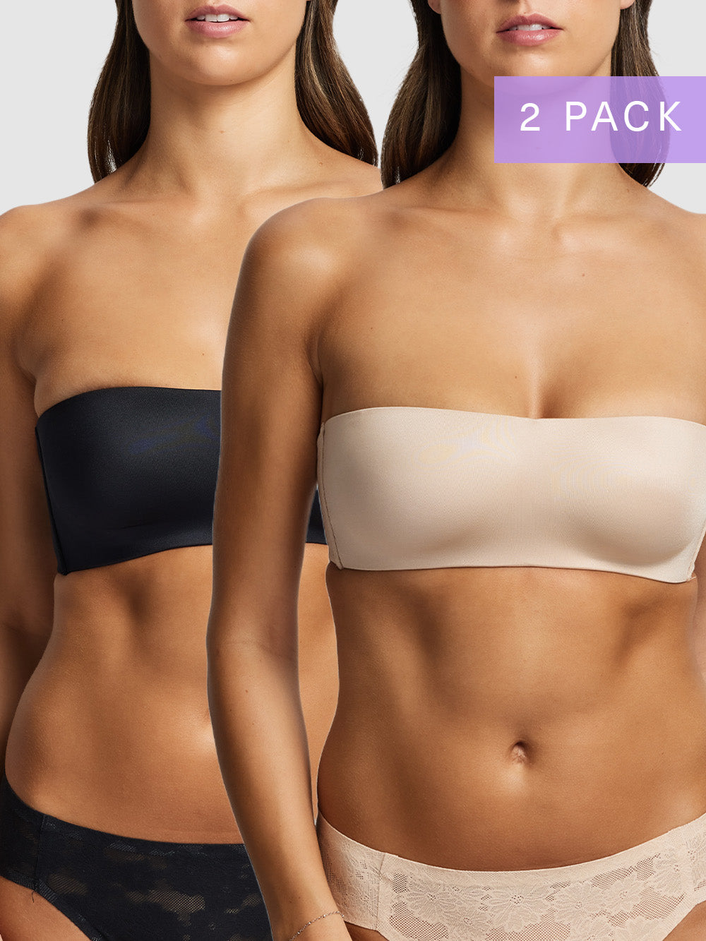 2-pack Attitude Strapless Bra in Black & Nude by Fine Lines Lingerie