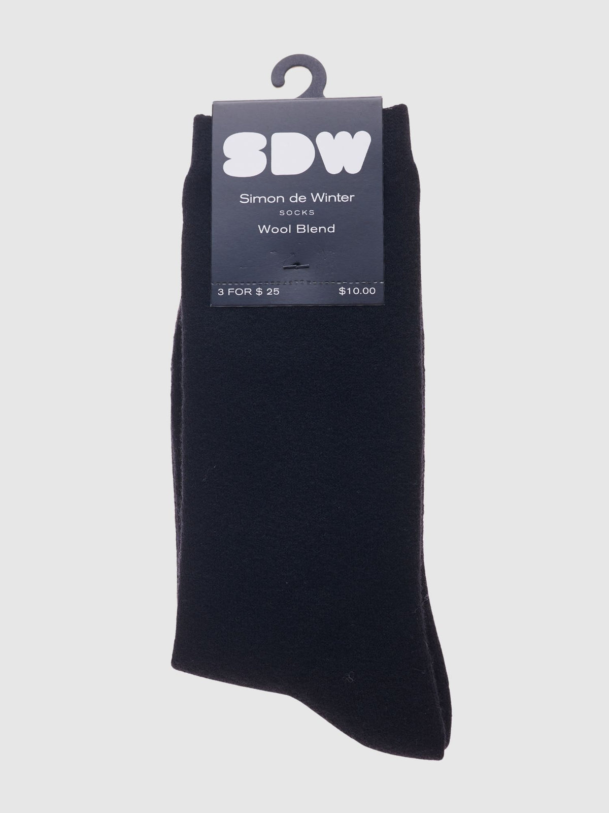 Simon De Winter 2-Pack Plain Half Crew Socks in Black - bamboo blend crew socks