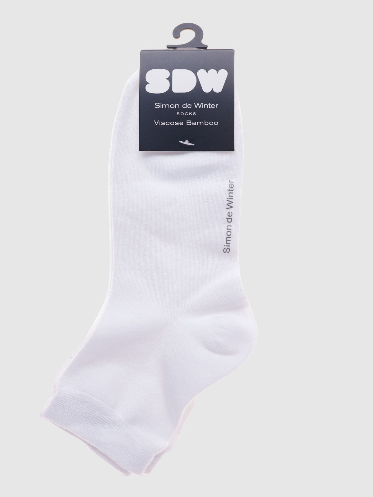 Simon De Winter 2-Pack Plain Half Crew Socks in White - bamboo blend crew socks