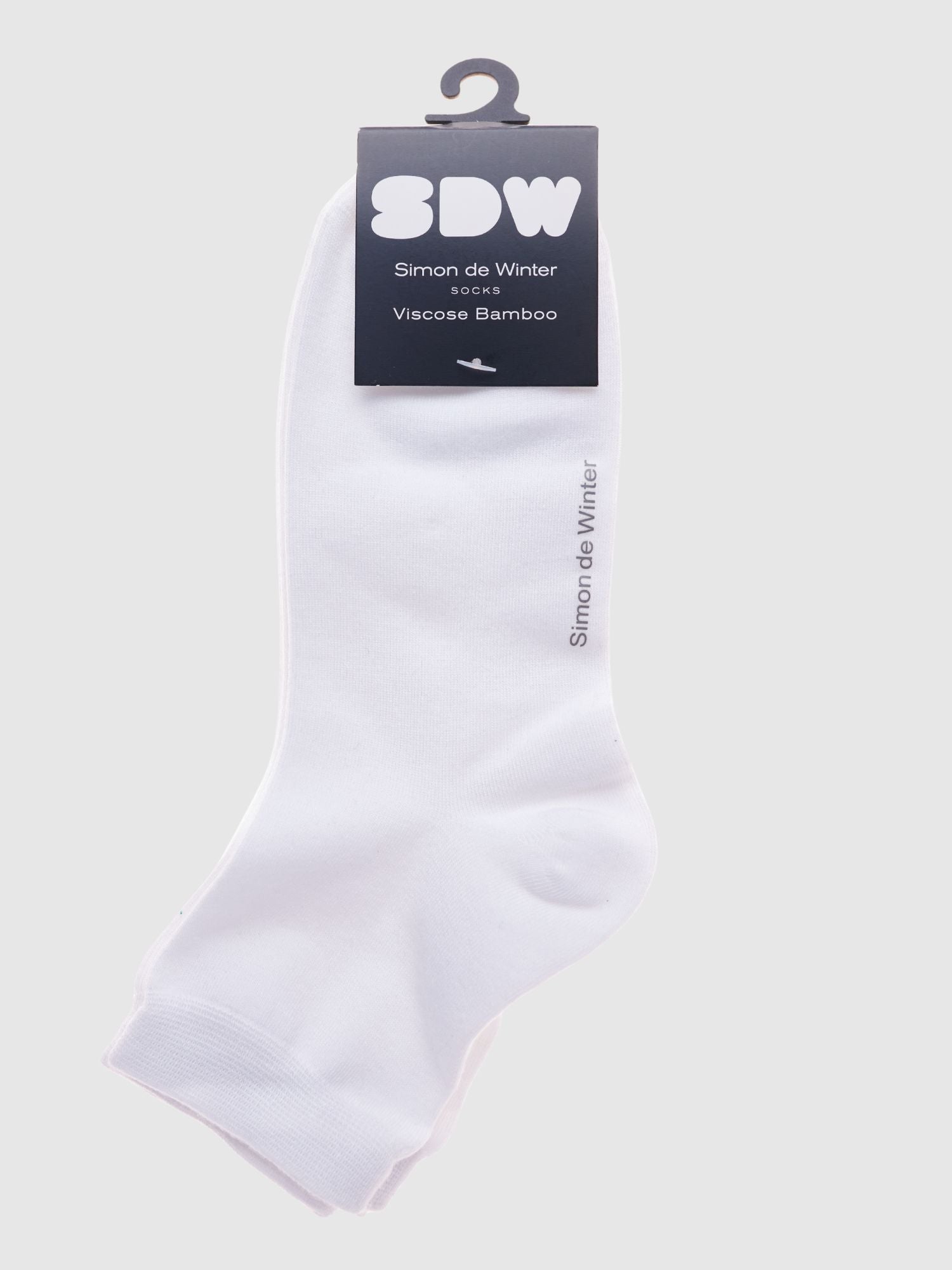 Simon De Winter 2-Pack Plain Half Crew Socks in White - bamboo blend crew socks