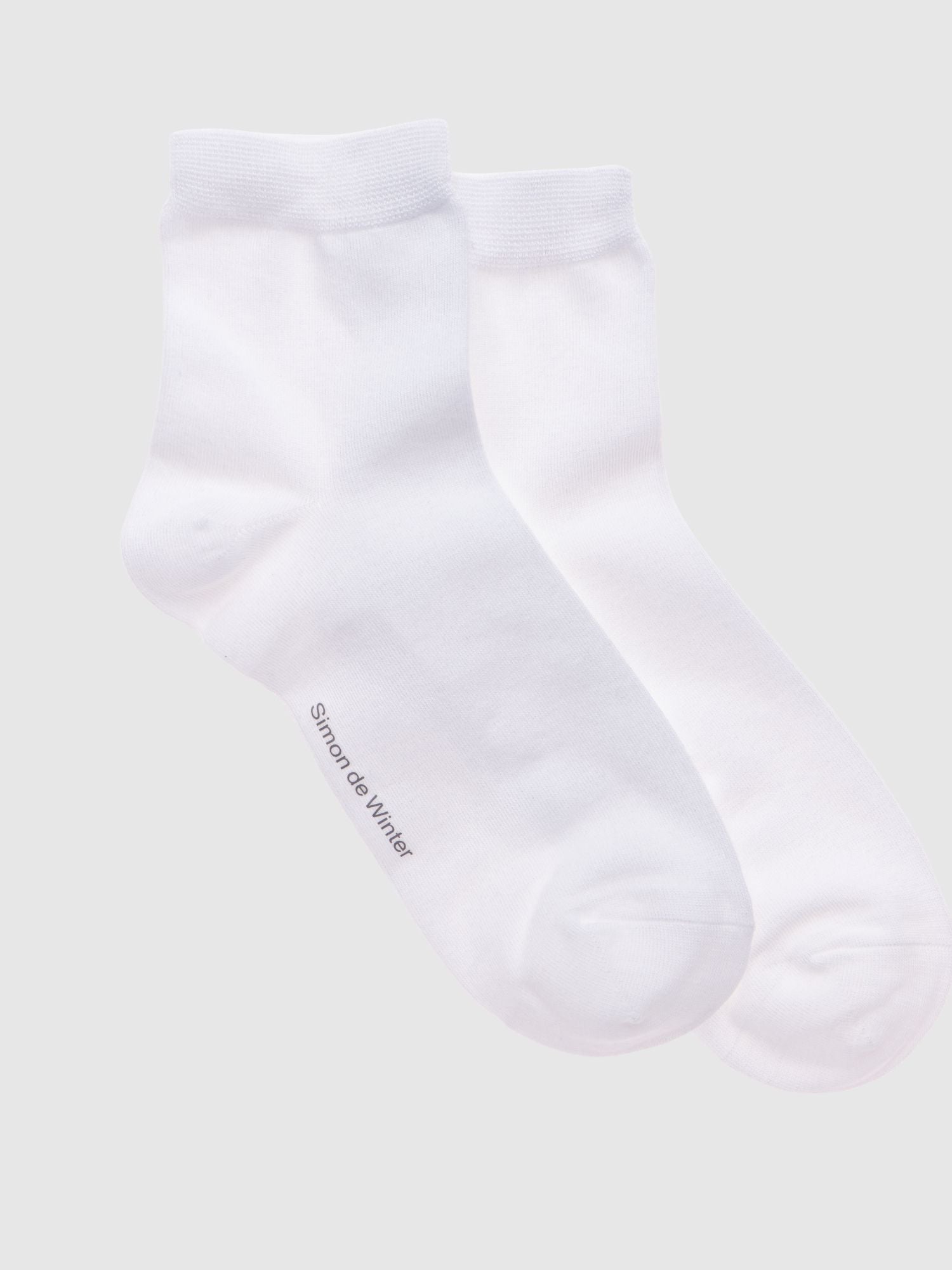 Simon De Winter 2-Pack Plain Half Crew Socks in White - bamboo blend crew socks