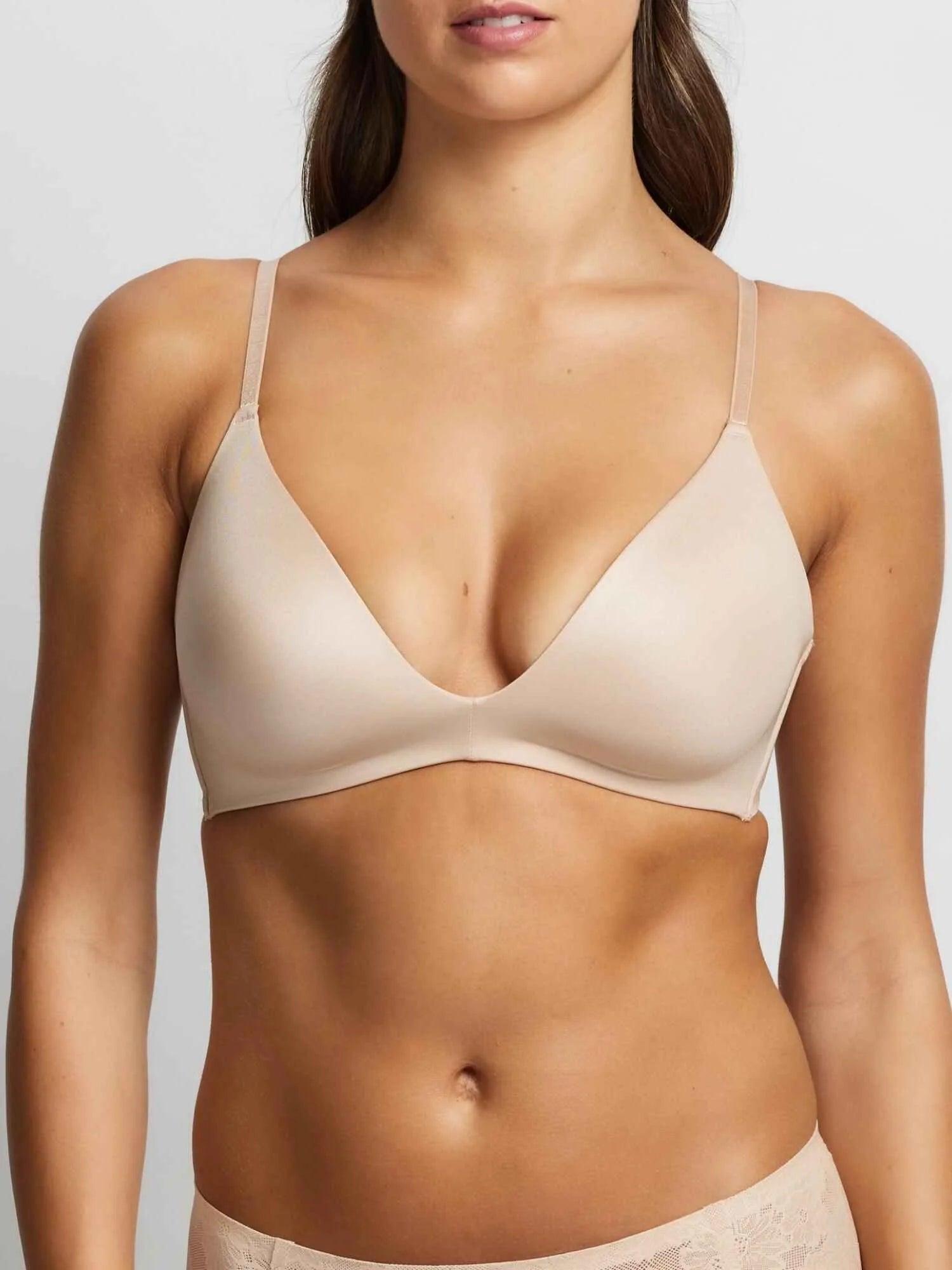 Attitude Wireless Plunge Bra in Nude by Fine Lines Lingerie