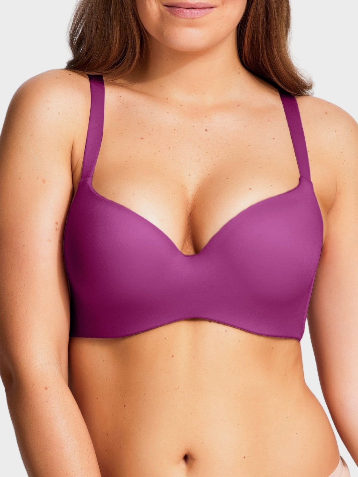 Memory Blessed wire-free memory foam full coverage bra in Plum.