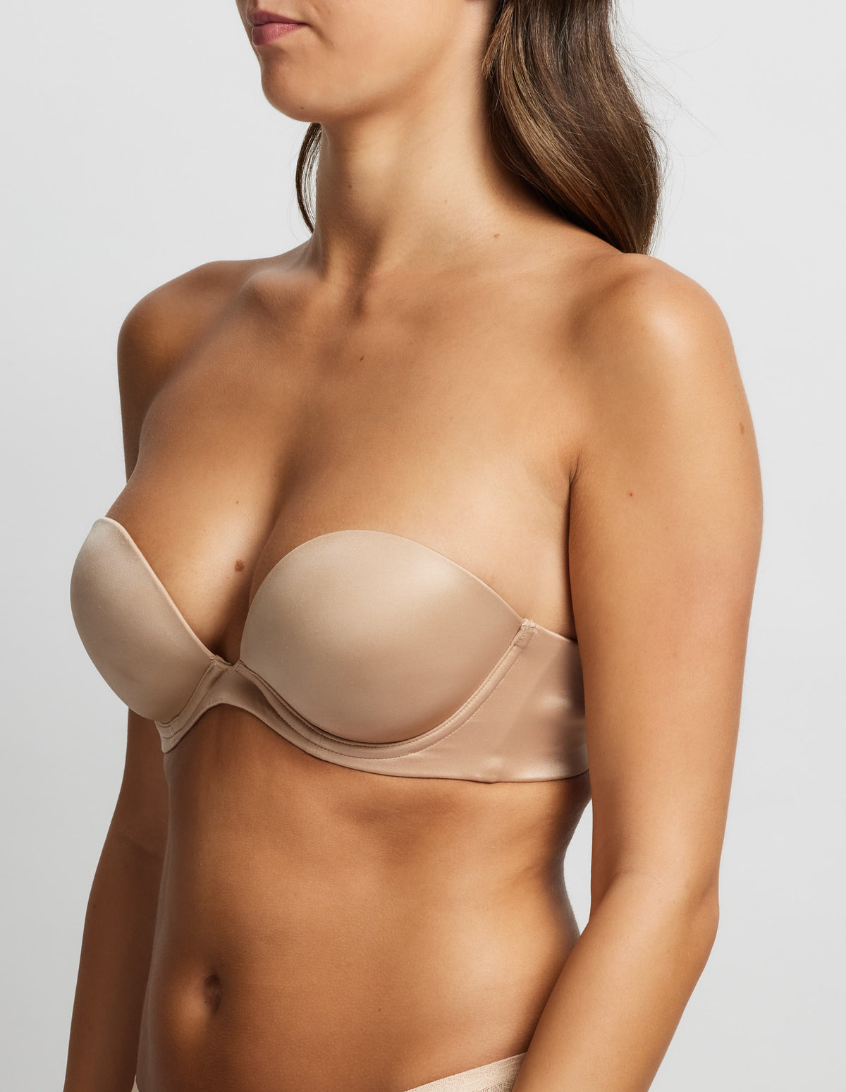 Refined 6-Way Low Cut Strapless Bra in Nude by Fine Lines Lingerie - Side