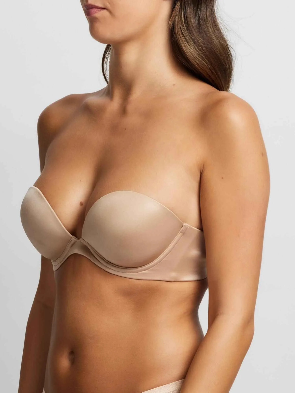 Refined 6-Way Low Cut Strapless Bra in Nude by Fine Lines Lingerie 