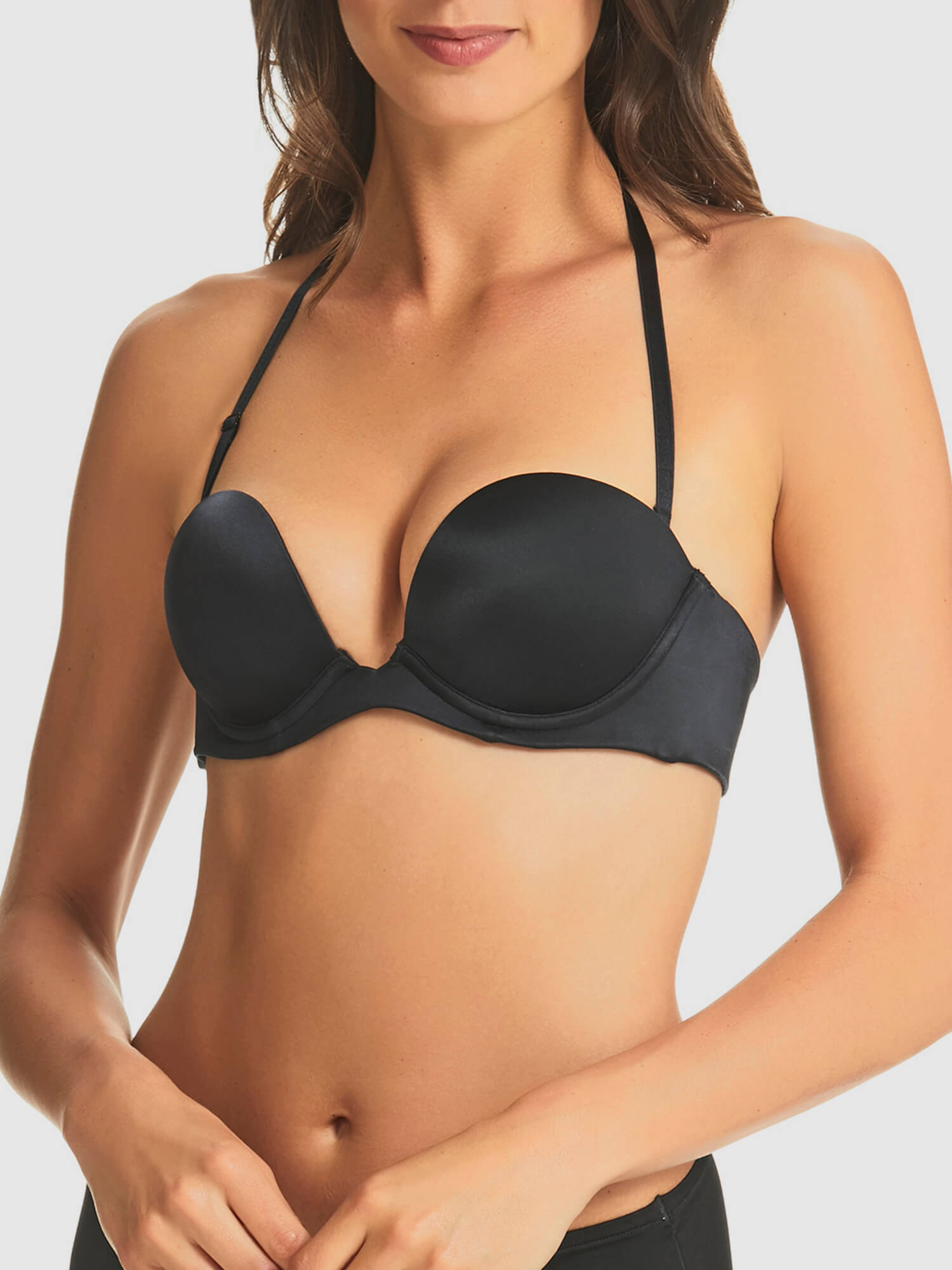Refined 6-Way Black Plunge Strapless Bra by Fine Lines Lingerie