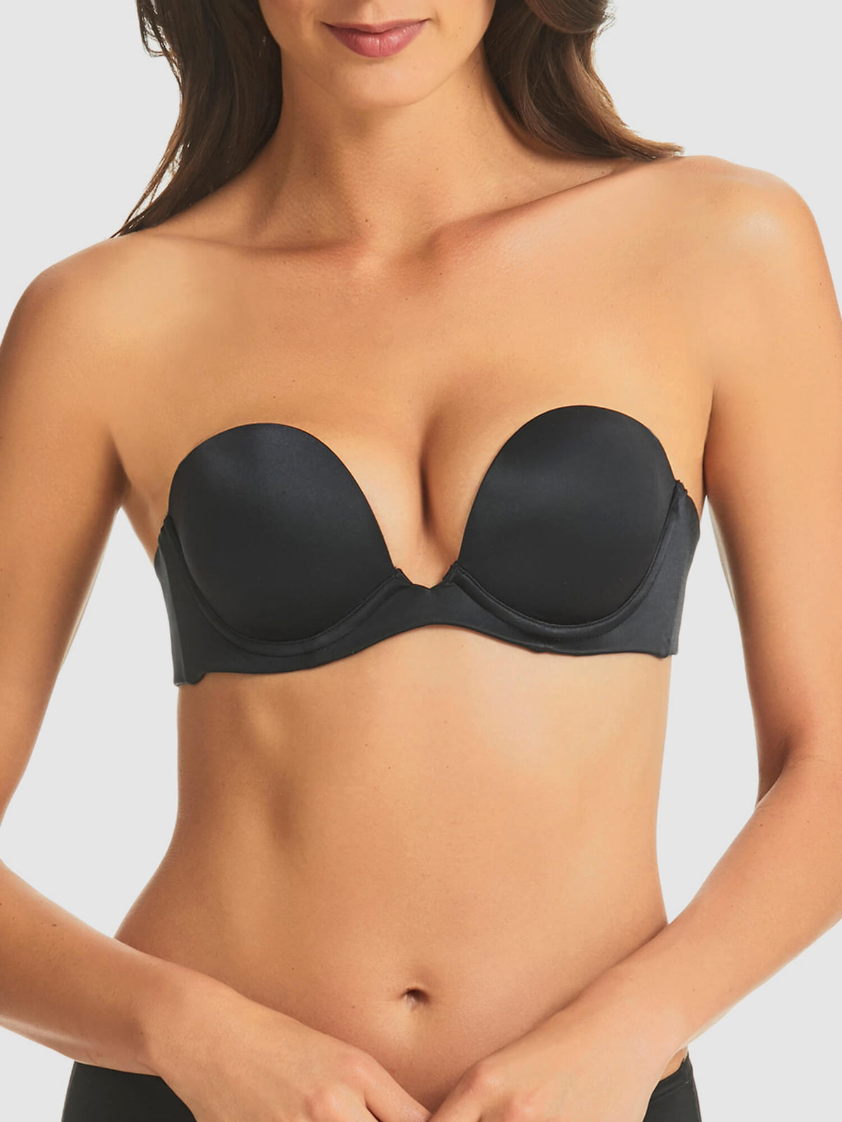 Refined 6-Way Black Plunge Strapless Bra by Fine Lines Lingerie