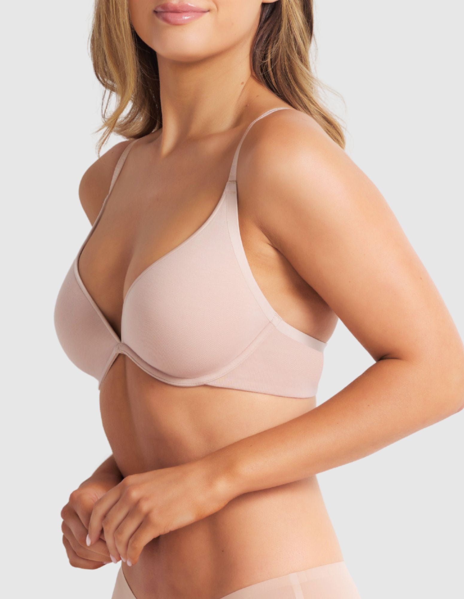 Australian Cotton Plunge Bra in Cappuccino by Fine lines Lingerie