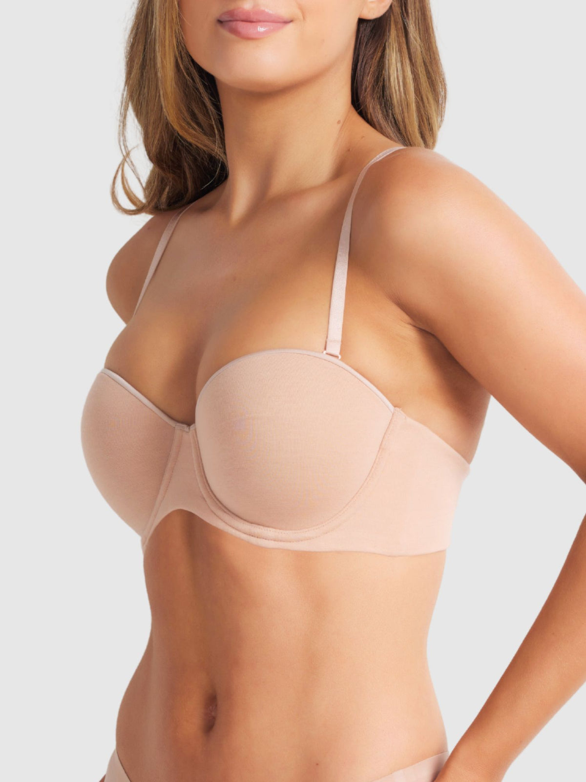 Australian Cotton Strapless Bra in Cappuccino by Fine lines Lingerie