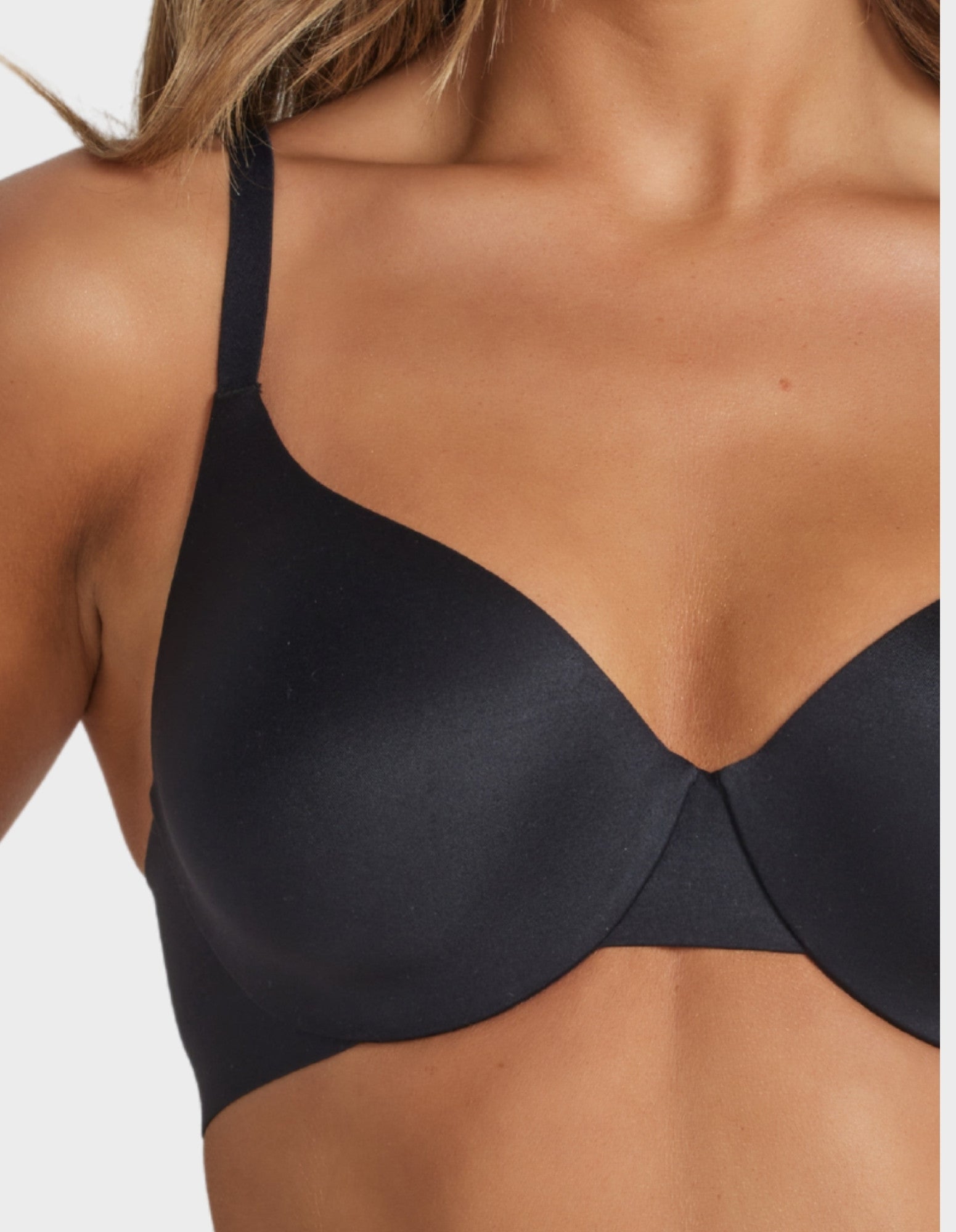 Fine Lines Lingerie Ultrasoft Full Coverage T-Shirt Bra in Black with smooth moulded cups and supportive full coverage fit
