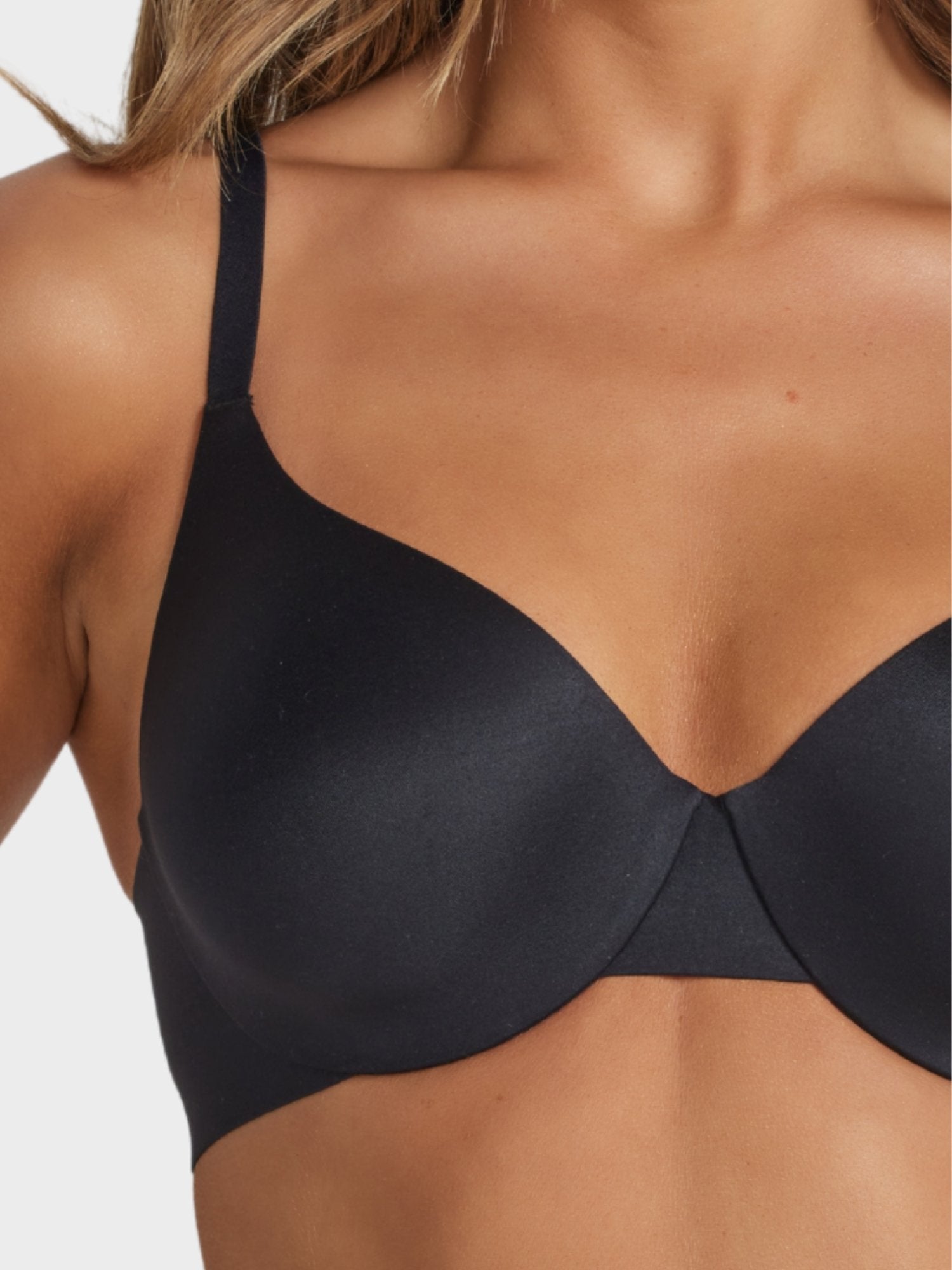 Fine Lines Lingerie Ultrasoft Full Coverage T-Shirt Bra in Black with smooth moulded cups and supportive full coverage fit