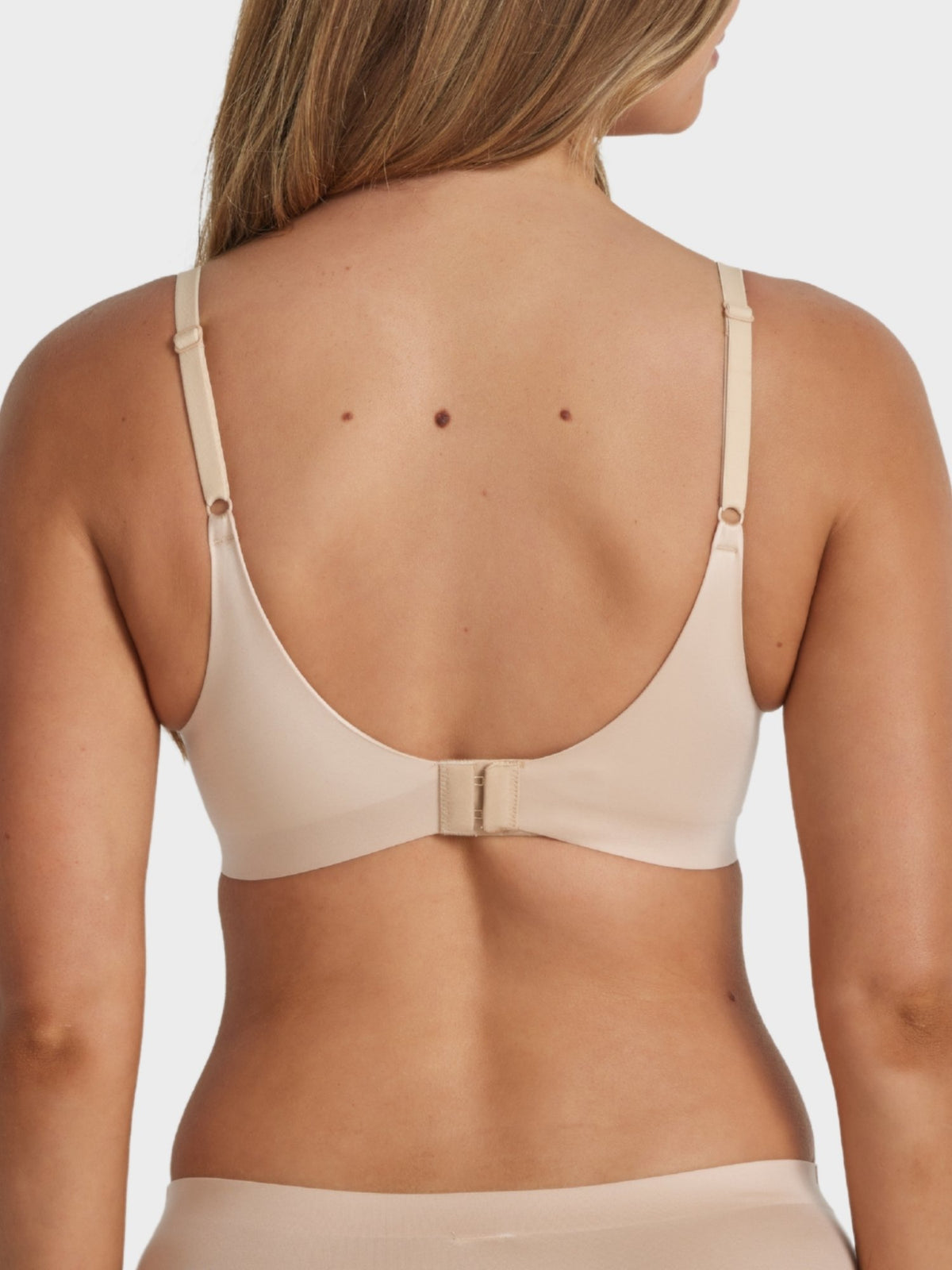 Back view of Fine Lines Ultrasoft Lift T-Shirt Bra in Brush with adjustable straps