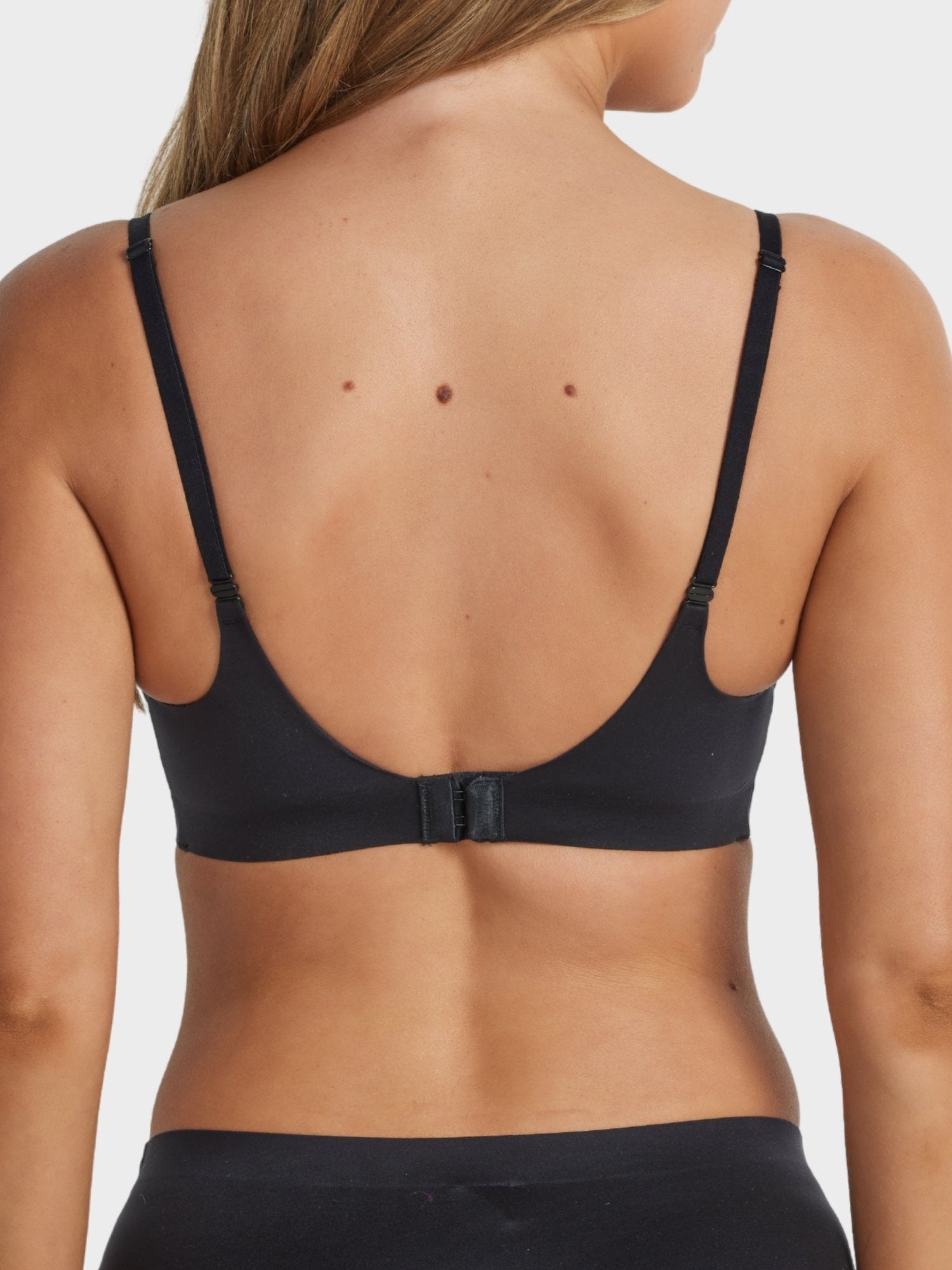 Fine Lines Lingerie Ultrasoft Plunge Wirefree Bra in Black with smooth moulded cups