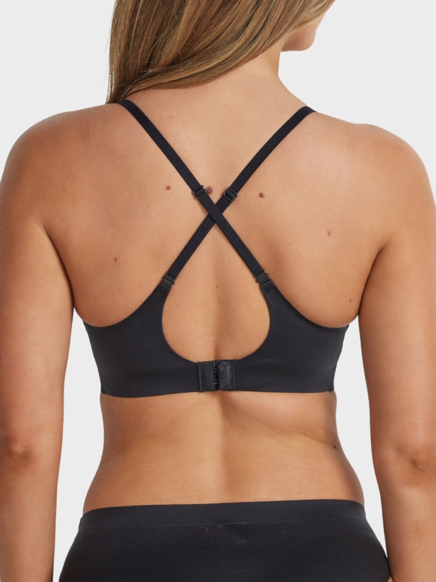 Fine Lines Lingerie Ultrasoft Plunge Wirefree Bra in Black with smooth moulded cups