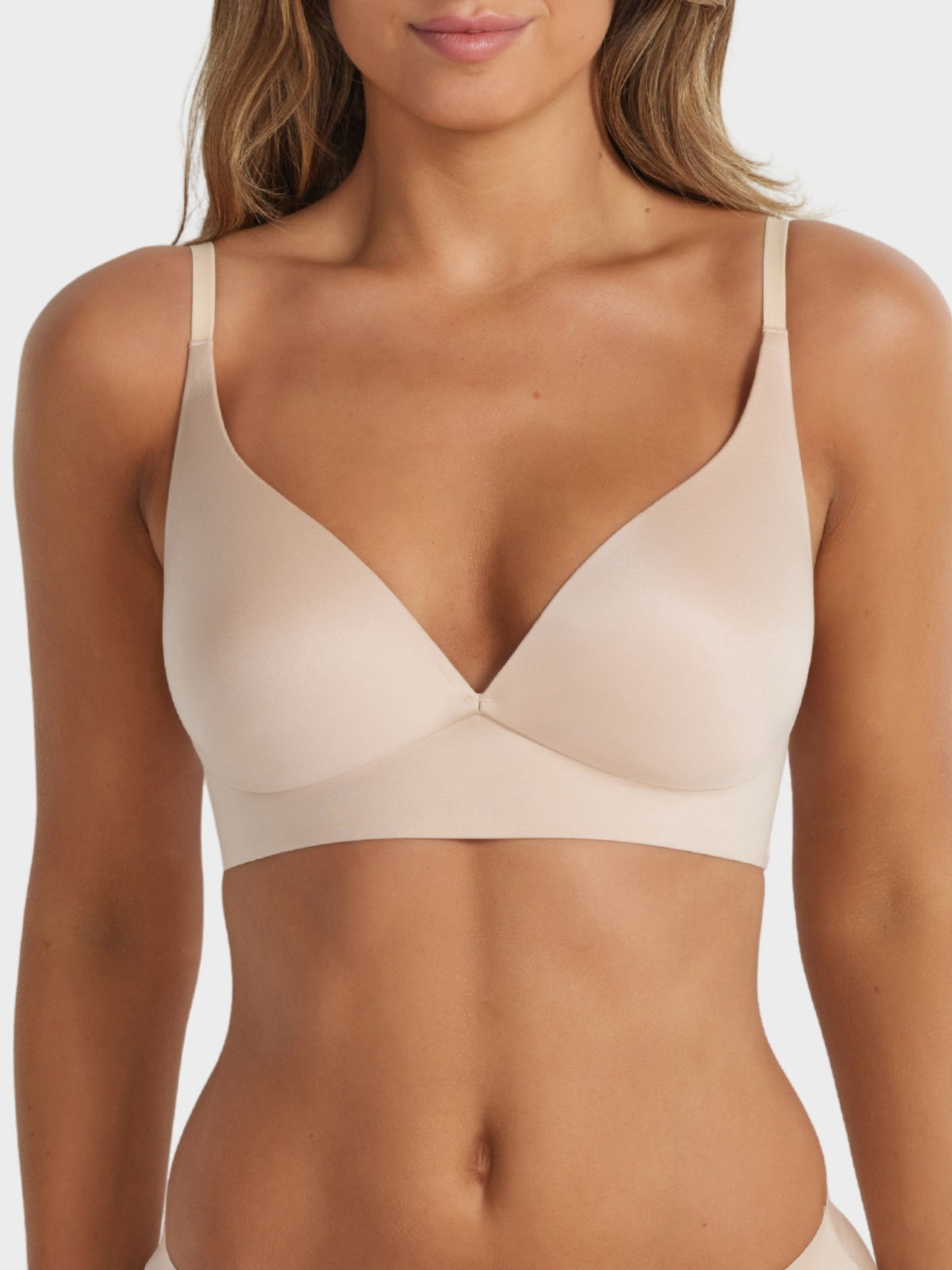 Fine Lines Lingerie Ultrasoft Plunge Wirefree Bra in Brush with smooth moulded cups