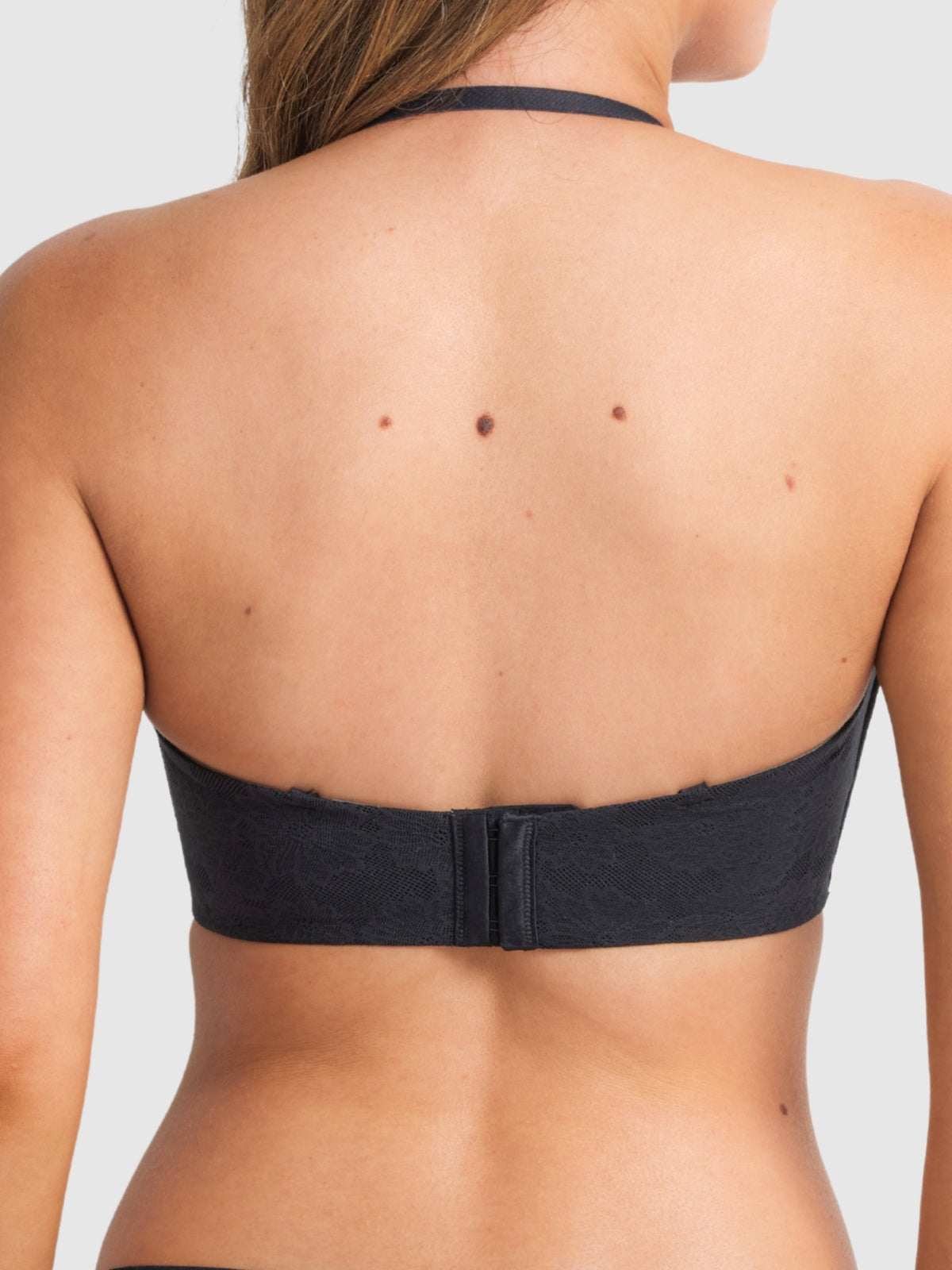 Back shot of the halter neck strap conversion