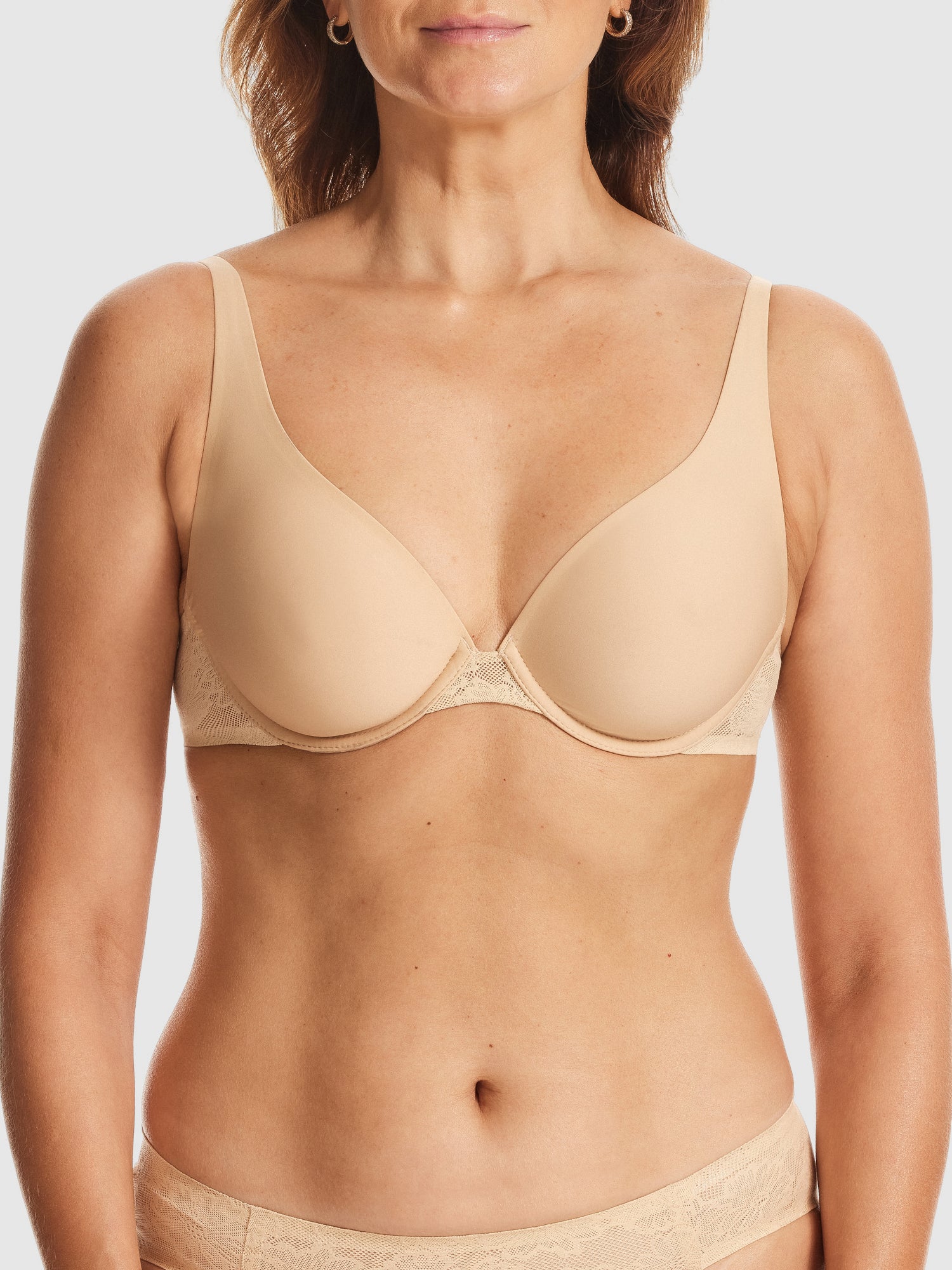 NEW Weightless Underwire Plunge Bra in Nude by Fine Lines Lingerie