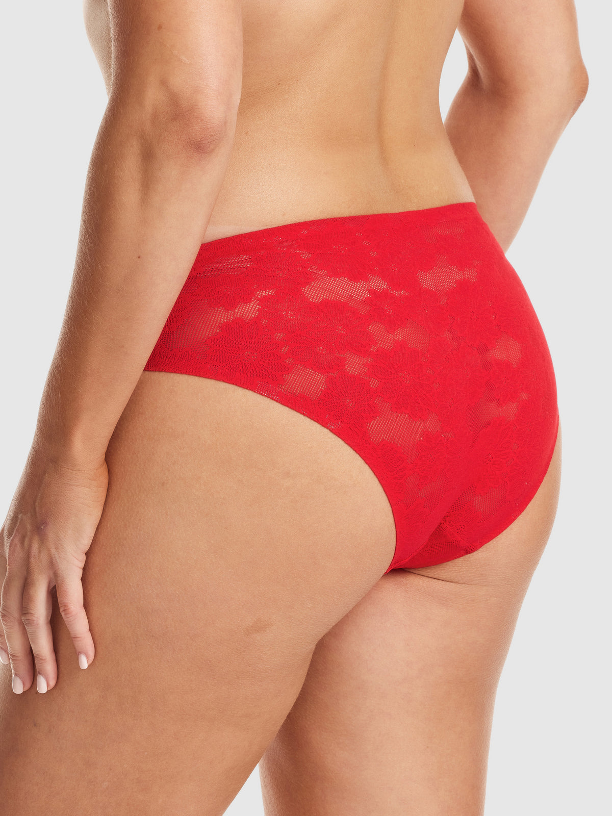 NEW Weightless Allover Lace Hi-Cut Brief in Red by Fine Lines Lingerie