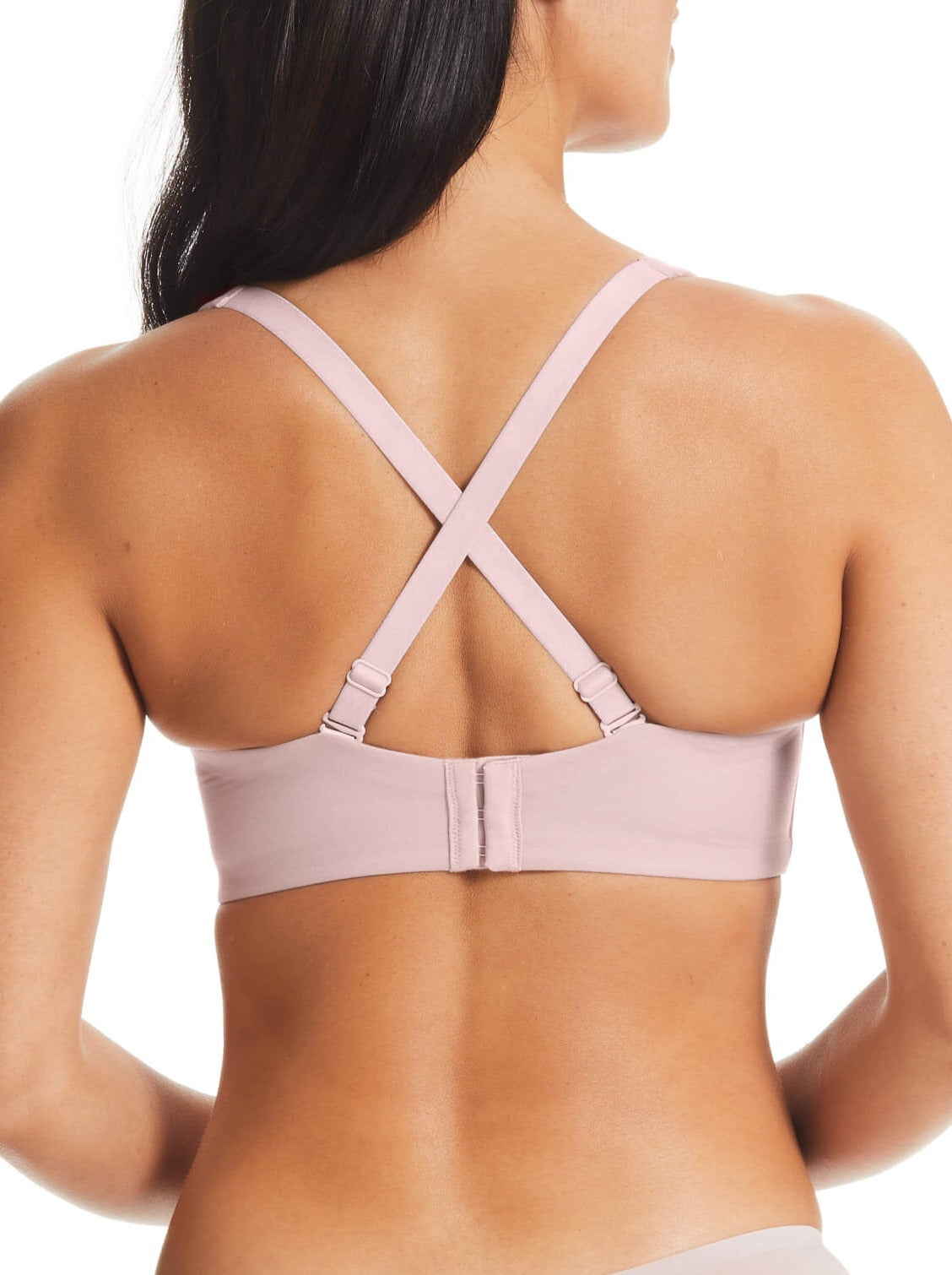 Back view of Memory Blessed Full Coverage D+ Bra in Heather Mist (Neutral) in criss cross back