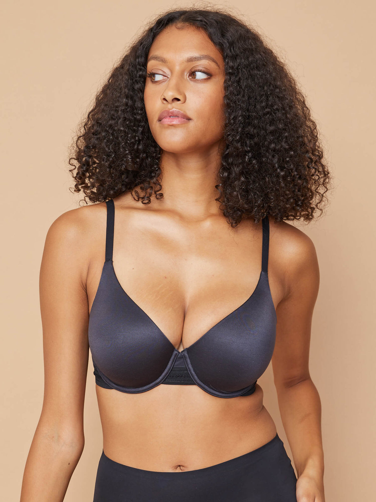 Front of Fine Lines Supersoft Convertible T Shirt Bra in Black